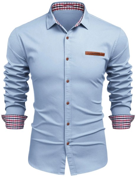 Mens-long-sleeve-plaid-collar-denim-shirt-2